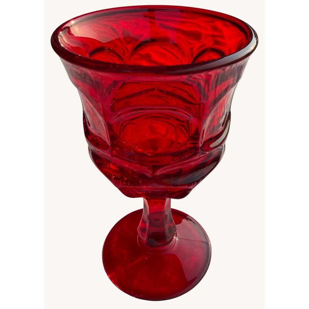 Vintage Fostoria Argus Ruby Red Water Goblet 6.5" Glass Stem 2770 Colonial